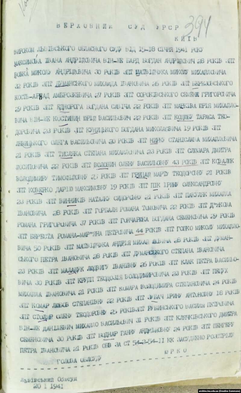 Розстрільний висновок Прокуратури УРСР