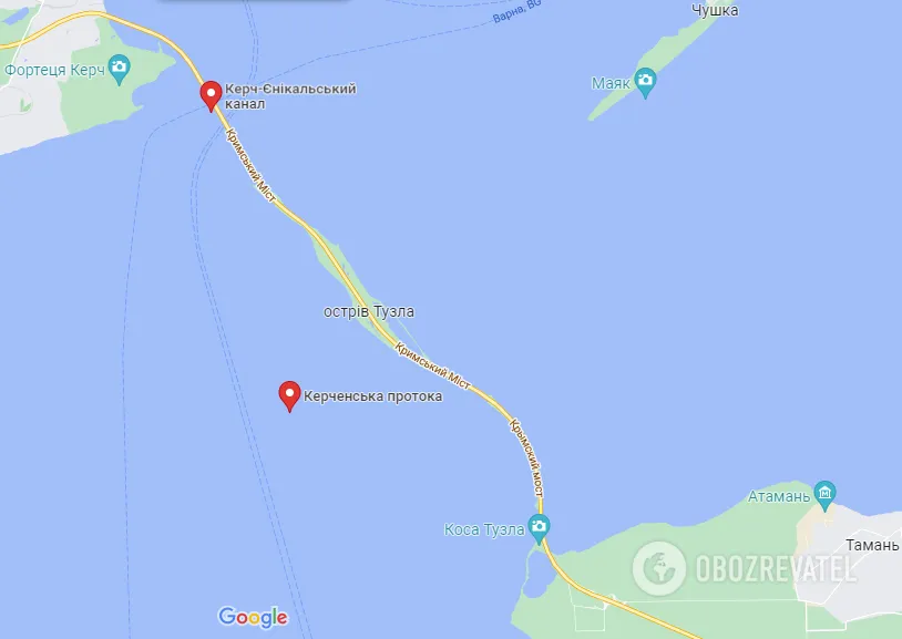 Керченський міст на карті