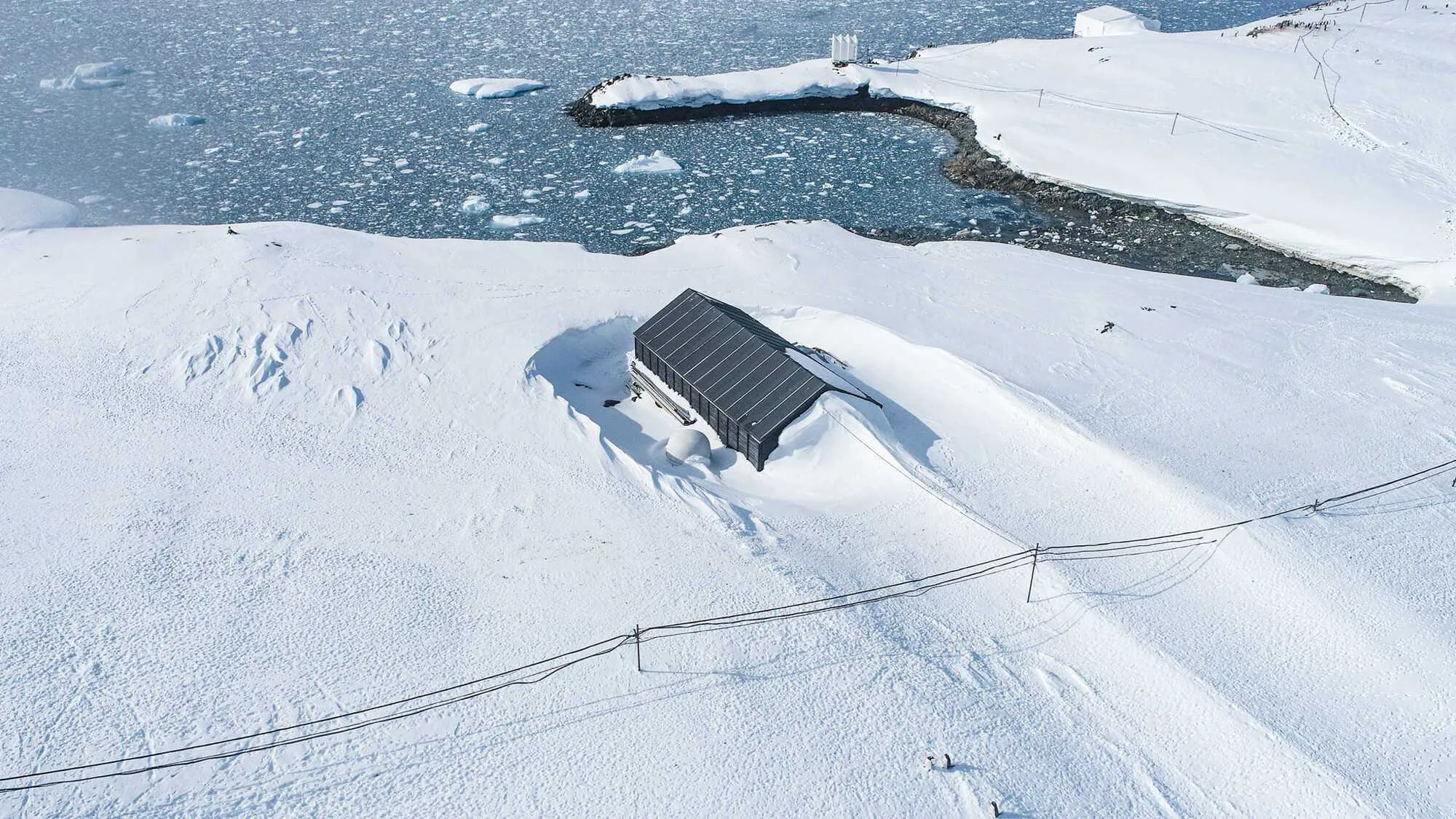 Станцию ’Академик Вернадский’ замело рекордным количеством снега: пингвины гуляют по крыше. Фото