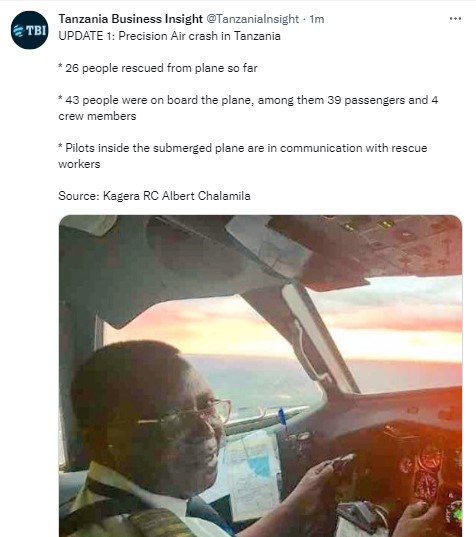 Літак авіакомпанії Precision Air зазнав аварії в Танзанії і впав в озеро Вікторія