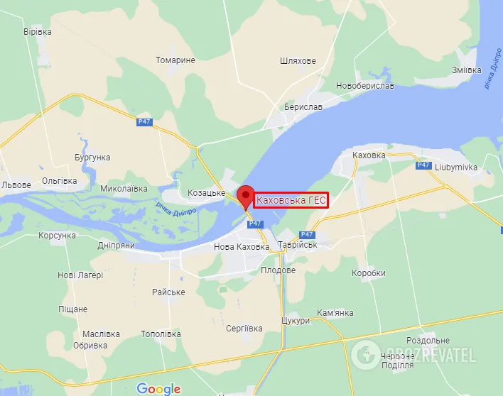 Каховская ГЭС на карте dqxikeidqxiqxxant