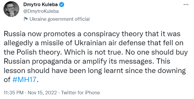 Кулеба спростував російські фейки після інциденту у Польщі dqxikeidqxiqqeant