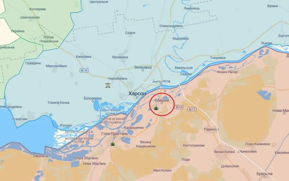 Альошки на карті Херсонщини