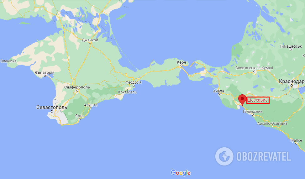 Нефтегавань Шесхарис на карте dqxikeidqxitkant