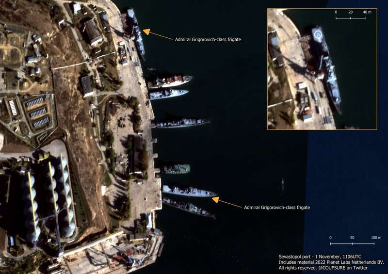 ’Припаркованный’ фрегат проекта 11356 на ремонте, 1 ноября 2022 года,