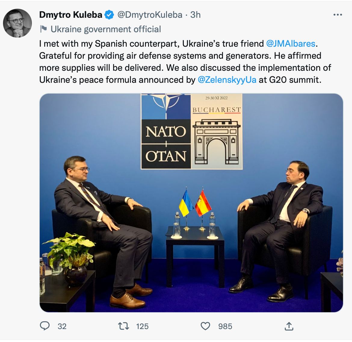 Іспанія передасть Україні ППО та генератори dqxikeidqxitkant