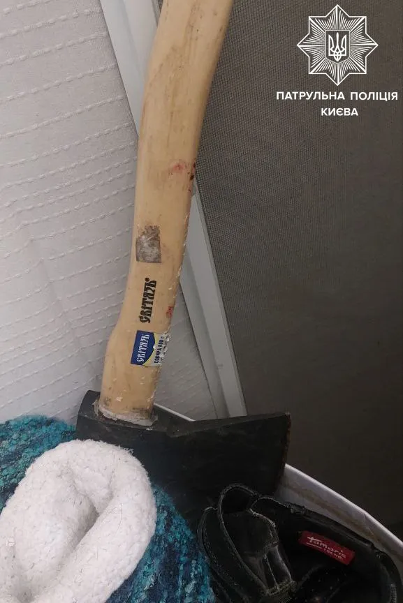 В Киеве пьяная женщина топором разбила стекло в припаркованной легковушке. Фото