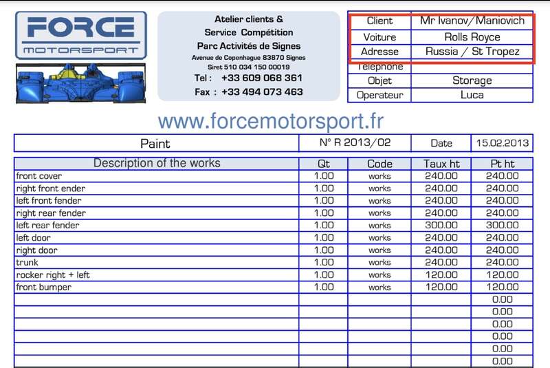 Один із рахунків за обслуговування Роллс-Ройса