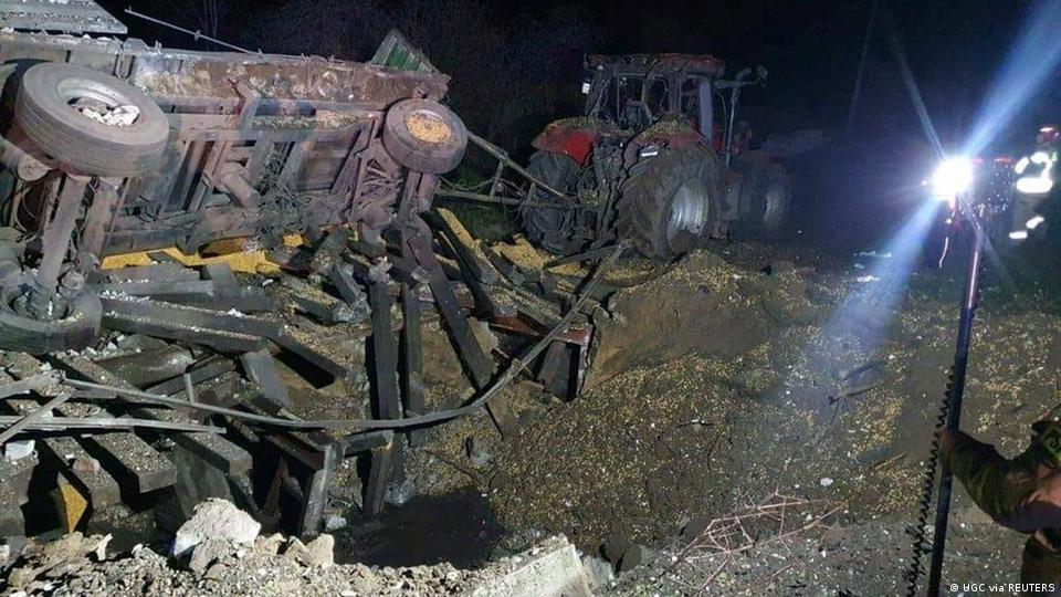 Наслідки влучання ракети поблизу польсько-українського кордону