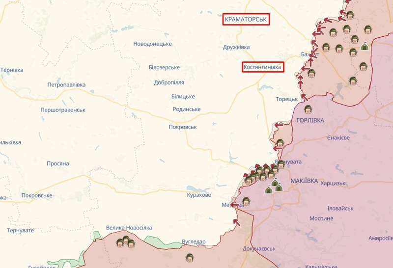 Краматорськ та Костянтинівка.