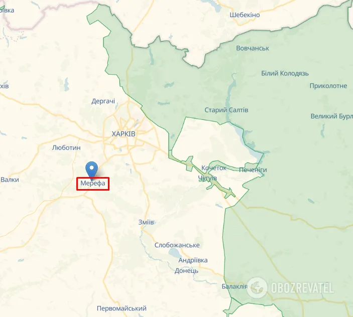 Мерефа на карті