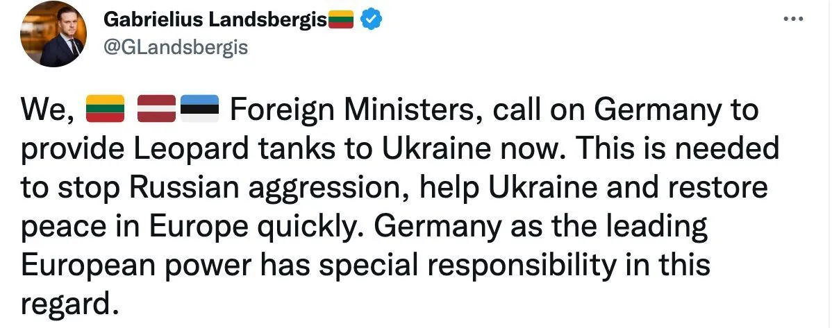 ’’Несе особливу відповідальність’’: країни Балтії закликали Німеччину дати танки Україні dqxikeidqxitkant