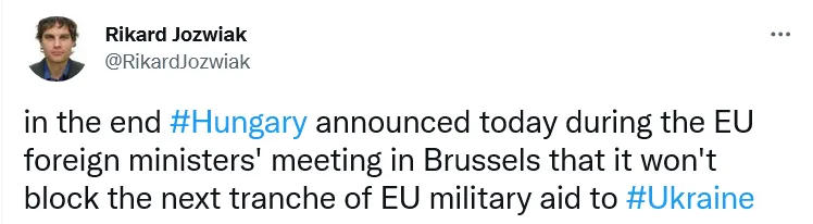 Угорщина не блокуватиме надання Євросоюзом Україні військової допомоги dqxikeidqxiqqeant
