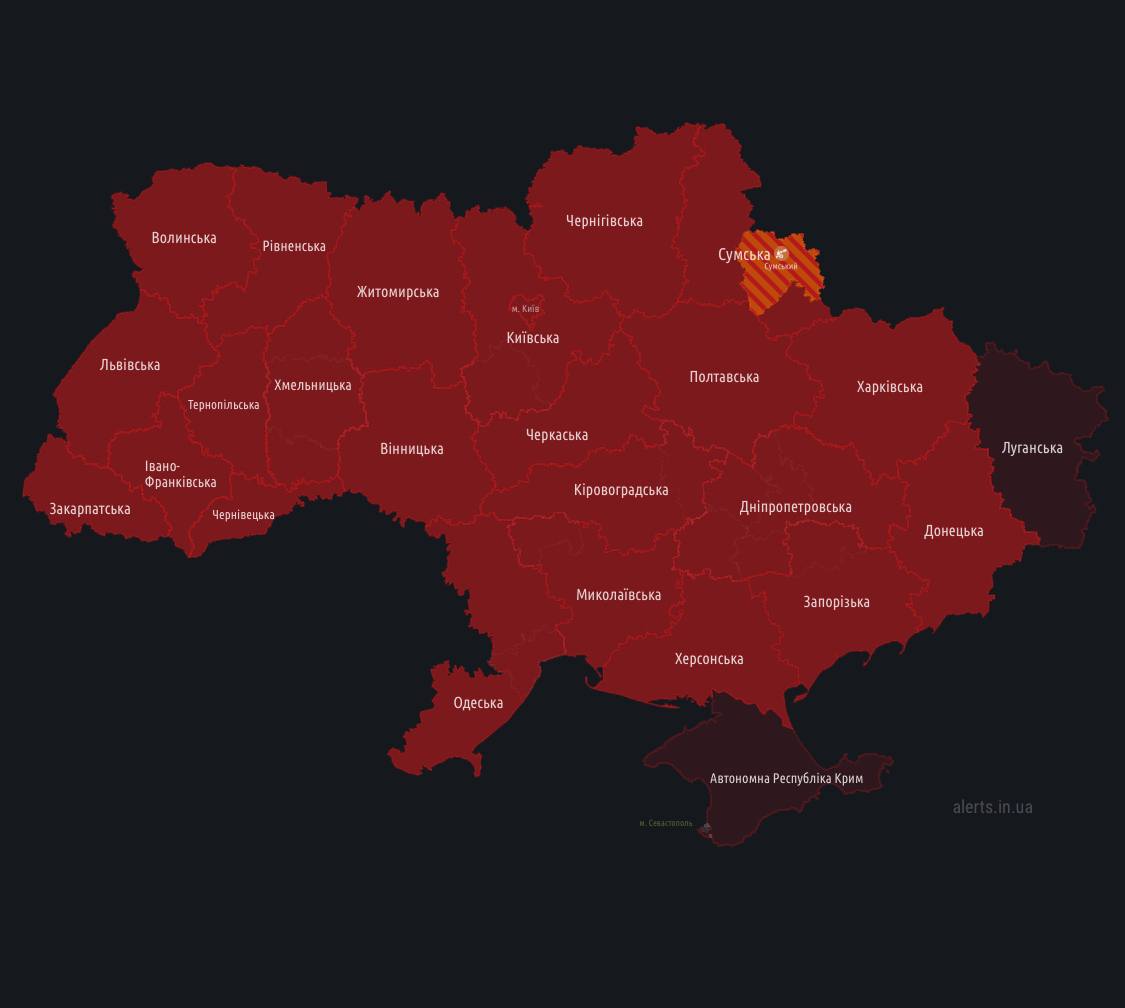 В Украине есть масштабная воздушная тревога. В Беларуси зафиксирована активность авиации dqxikeidqxiqqeant