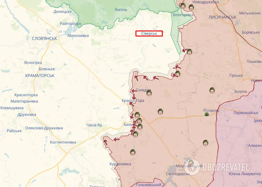 Сіверськ на карті