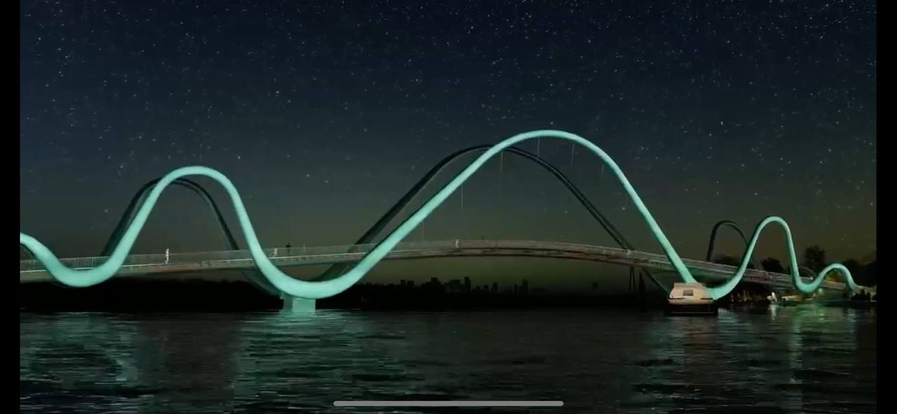 Пешеходный мост, который соединит Оболонскую набережную с парком продолжат строить