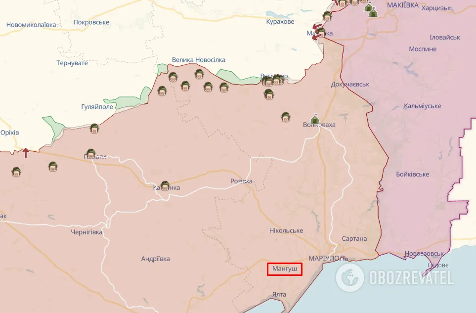 Мангуш на карті