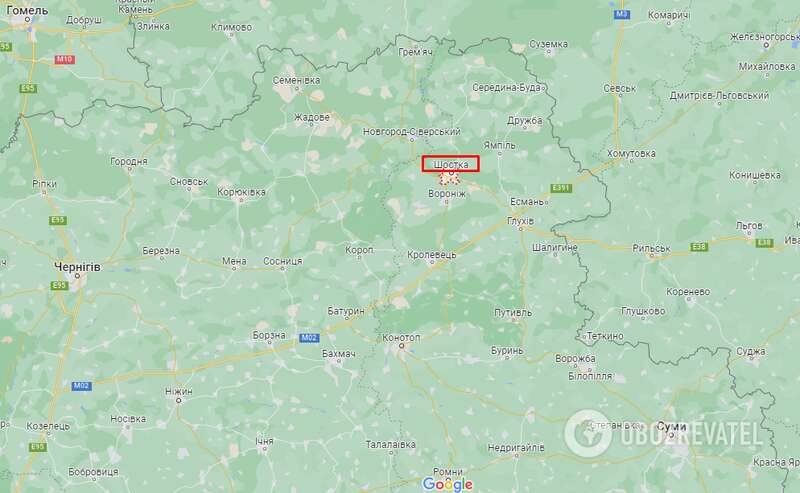 Шостка, карта dqxikeidqxiqqeant