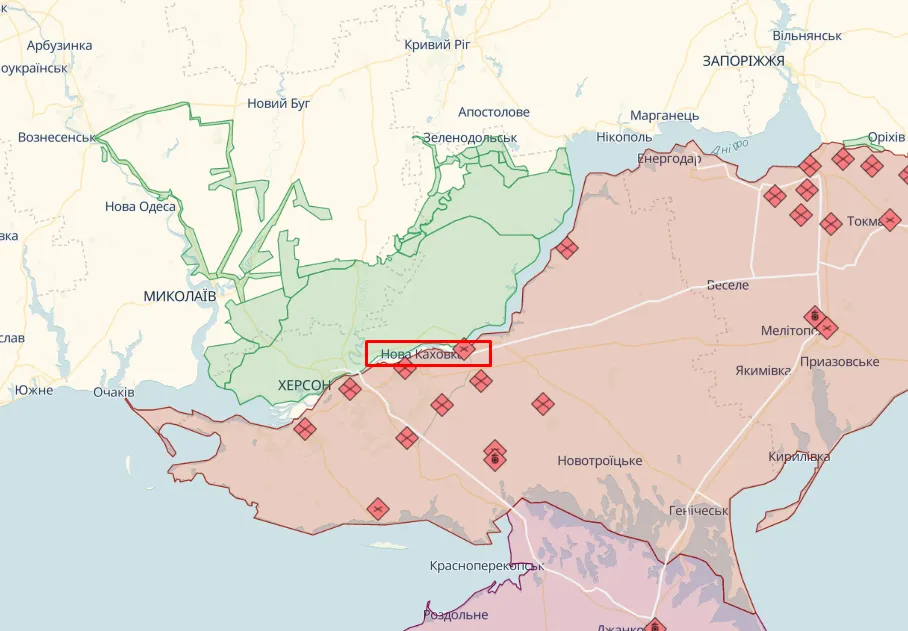 Нова Каховка на карті