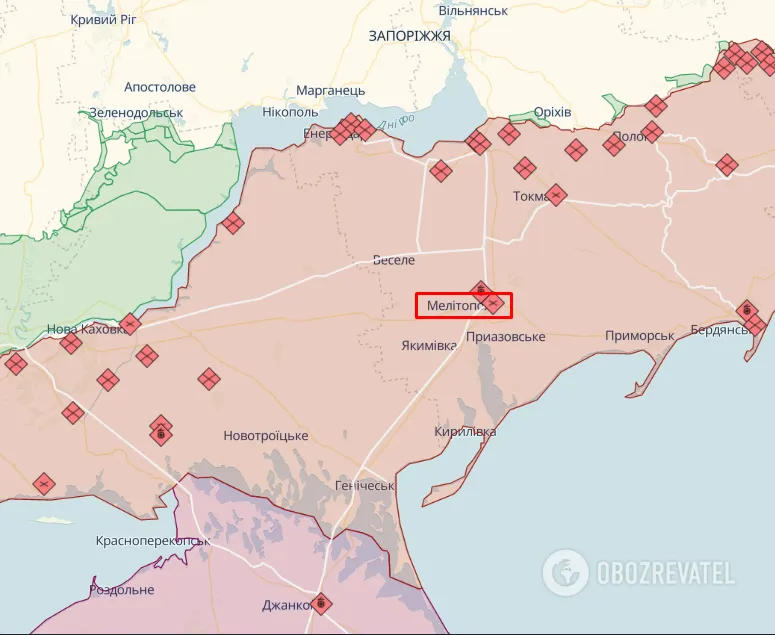 Мелитополь на карте