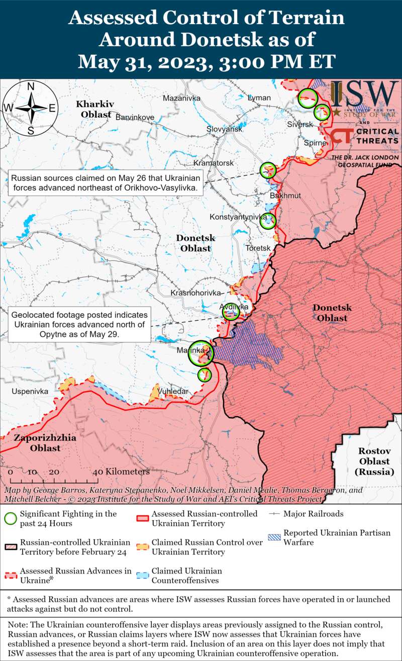 Росіяни можуть планувати наступ на Хромове: карти боїв від ISW