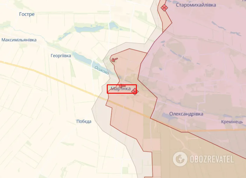 Лінія фронту в районі Мар’їнки