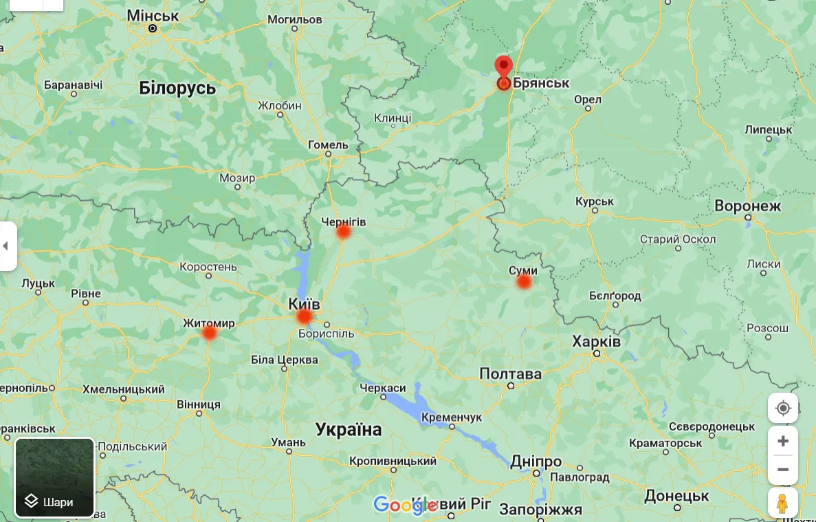 Військові РФ перекинули на Брянщину берегові ракетні комплекси