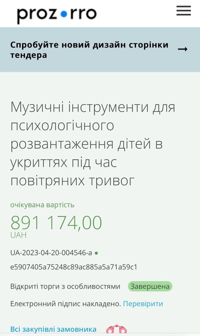 У назві тендера вказали мету dqxikeidqxiqqeant