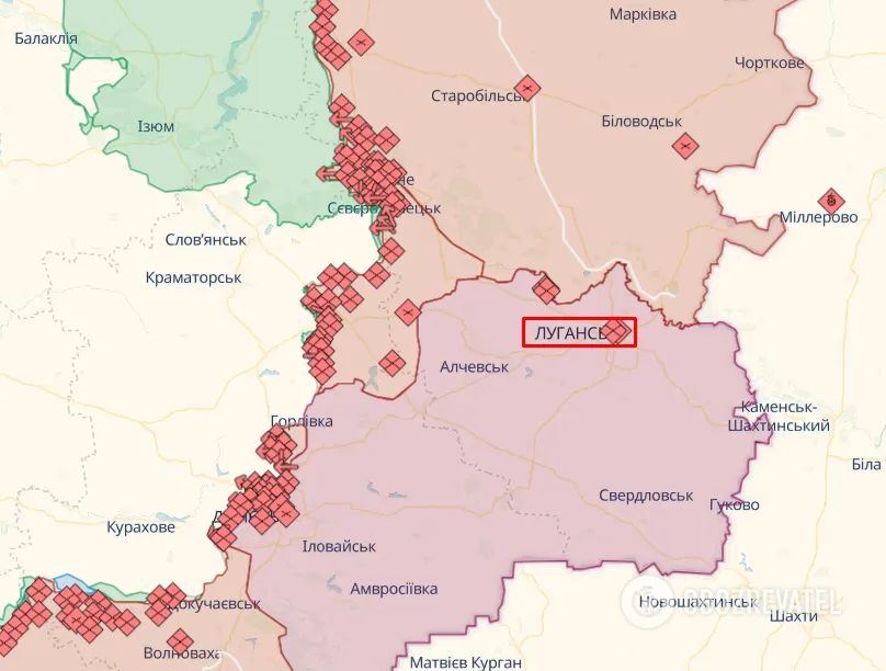 Луганск на карте