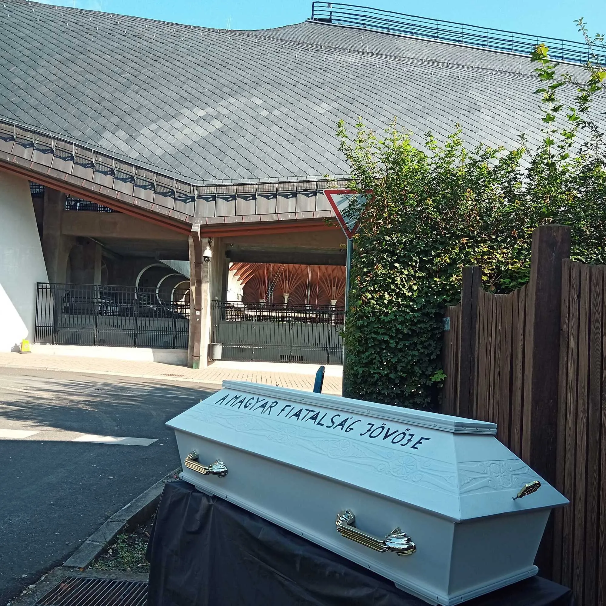 До будинку Орбана принесли дитячу труну з написом