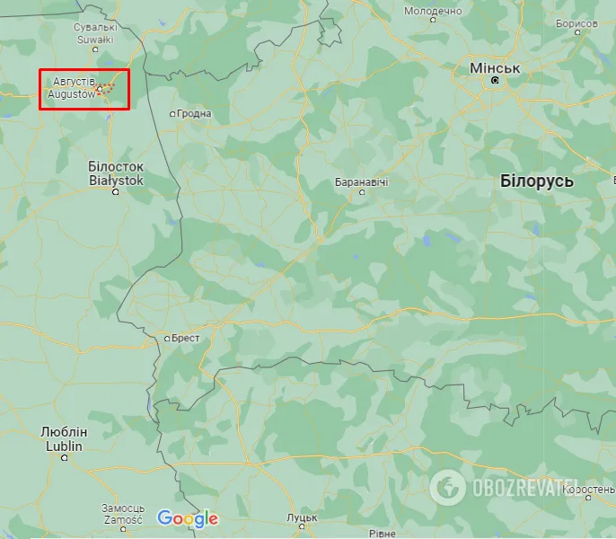 Августов (Польща) на карті dqxikeidqxiqqeant