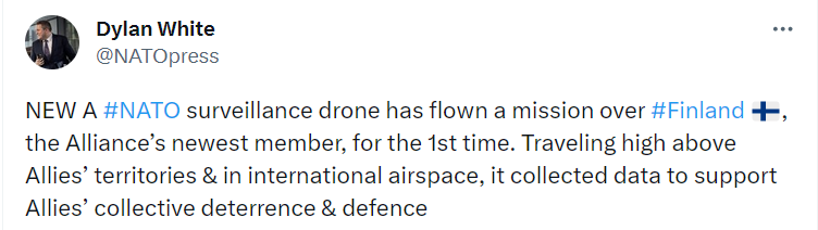 Над Фінляндією вперше пролетів безпілотник НАТО dqxikeidqxiqqeant