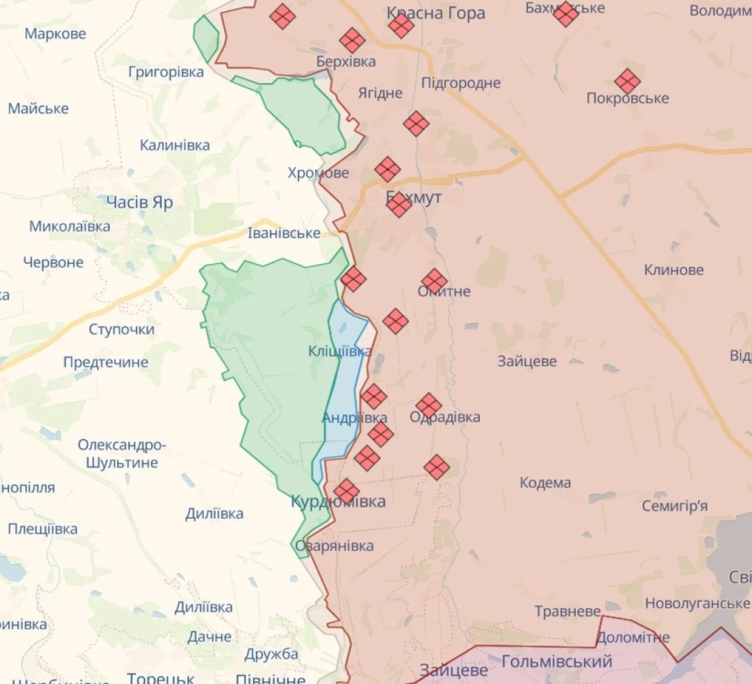 Бахмутський напрямок, карта бойових дій