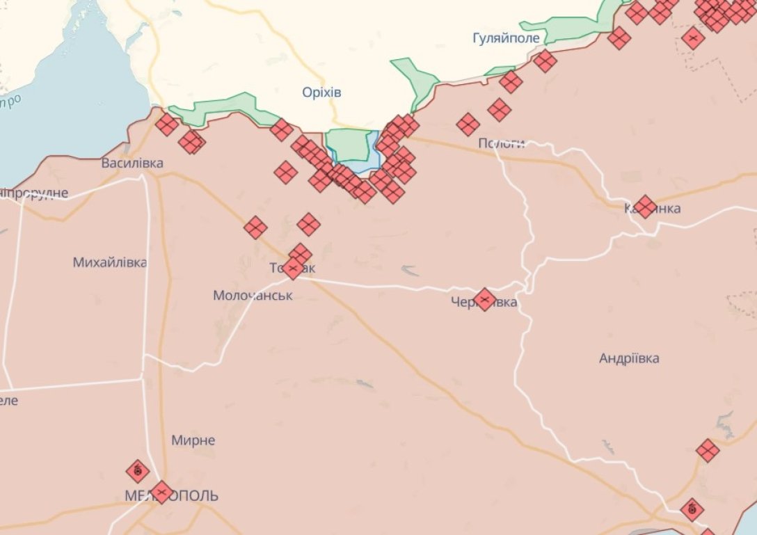 Мелітопольський напрямок, карта бойових дій