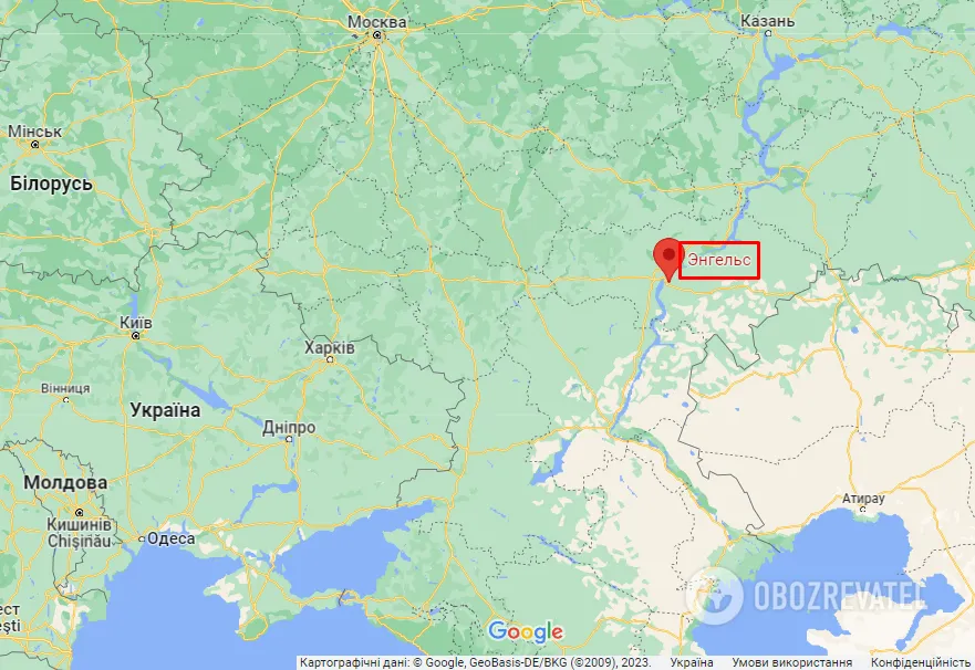 Енгельс на карті