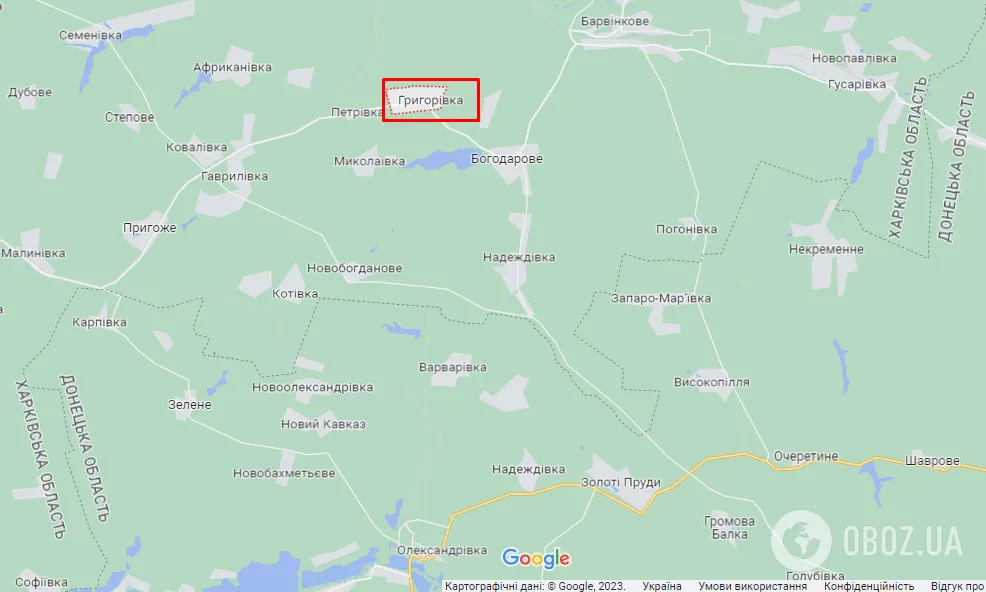 Село Григоровка на карте dqxikeidqxiqqeant