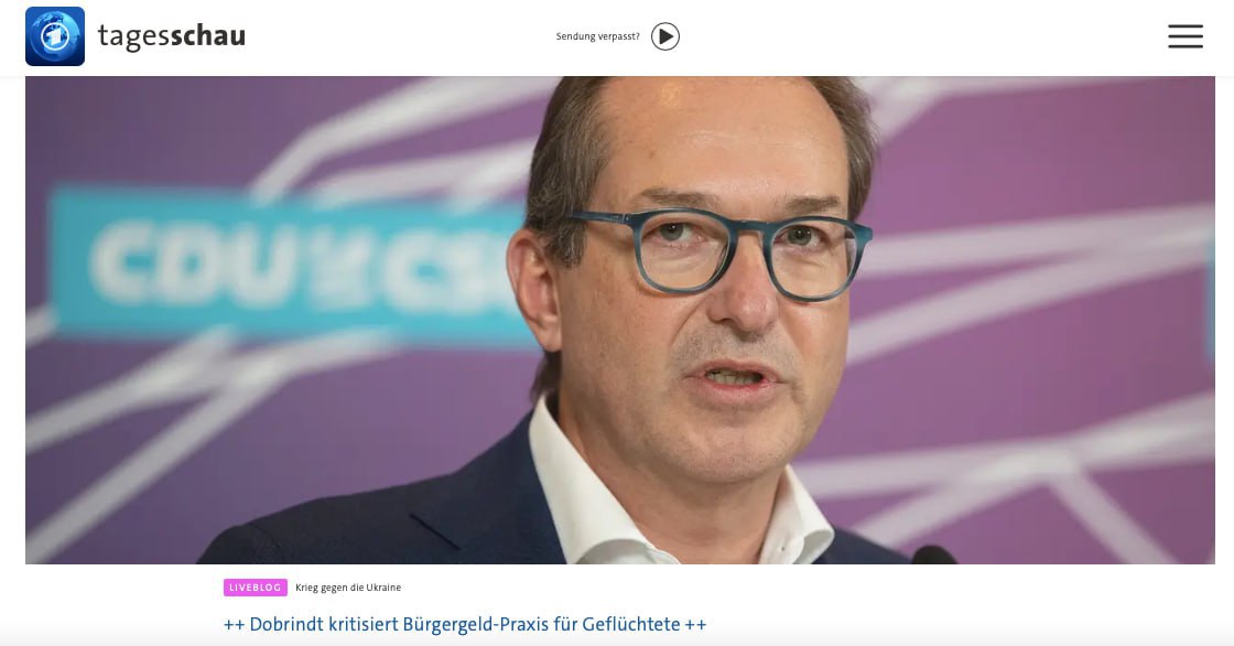 Стоп-кадр с трянсляции Tageschau dqxikeidqxitkant