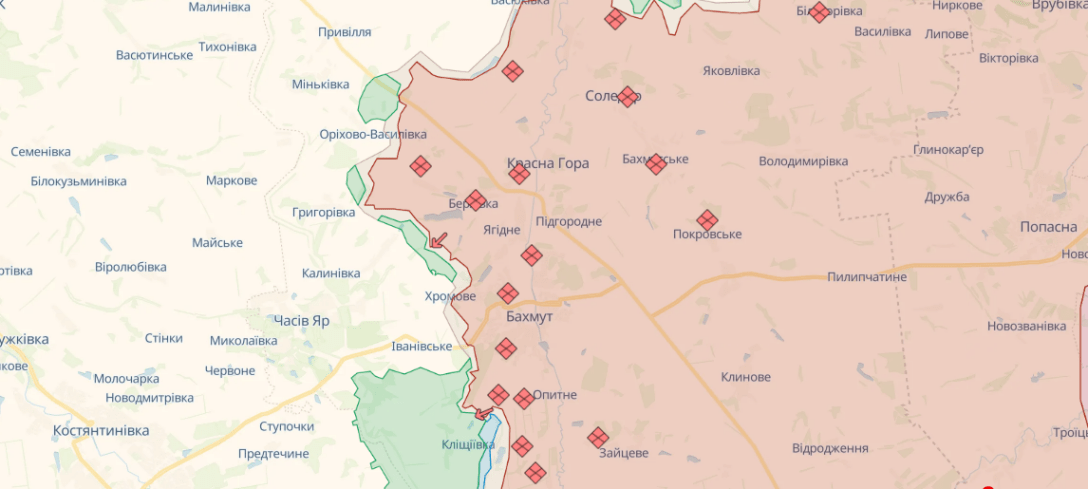 Бахмут, Клещіївка, карта боїв, карта deepstate