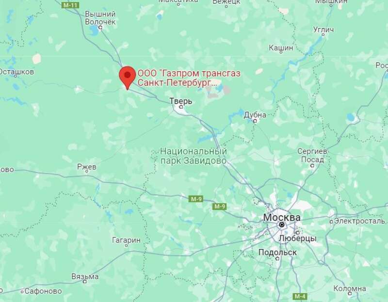 Газпром, Росія, Тверська область, карта