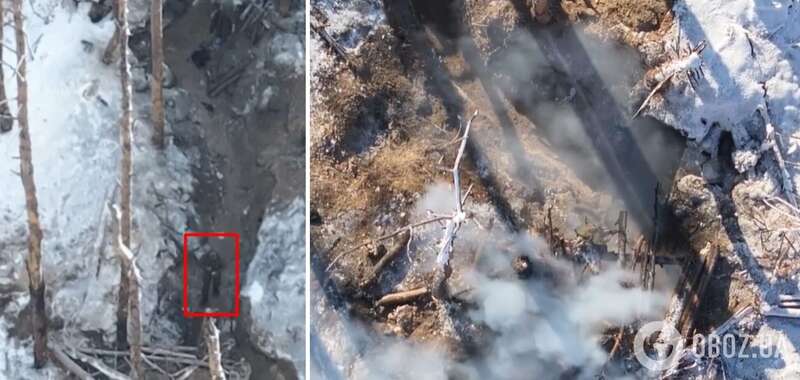 Подбросили подарочки: защитники Украины из беспилотинка ликвидировали оккупантов в окопе. Видео dqxikeidqxitkant