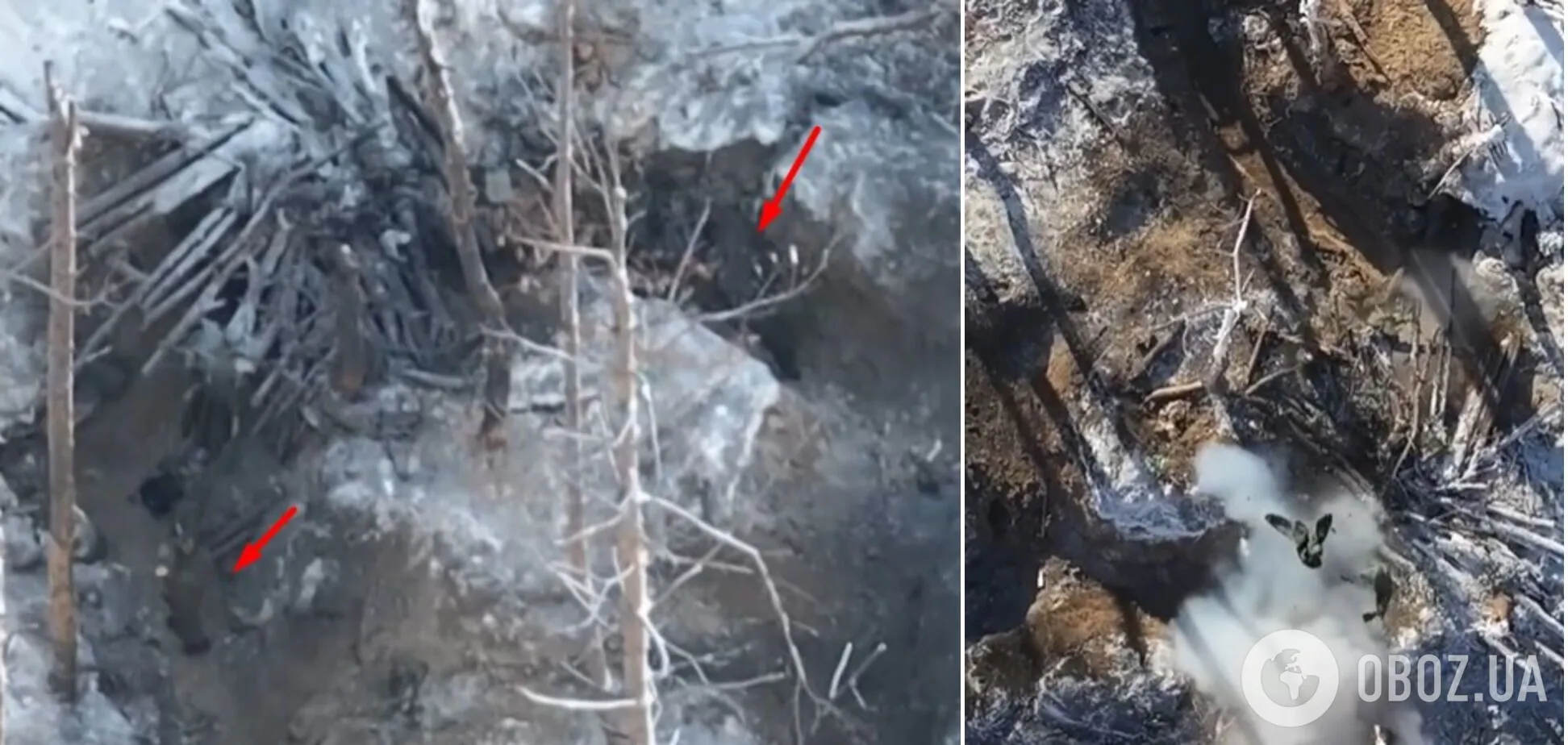 Подбросили подарочки: защитники Украины из беспилотинка ликвидировали оккупантов в окопе. Видео