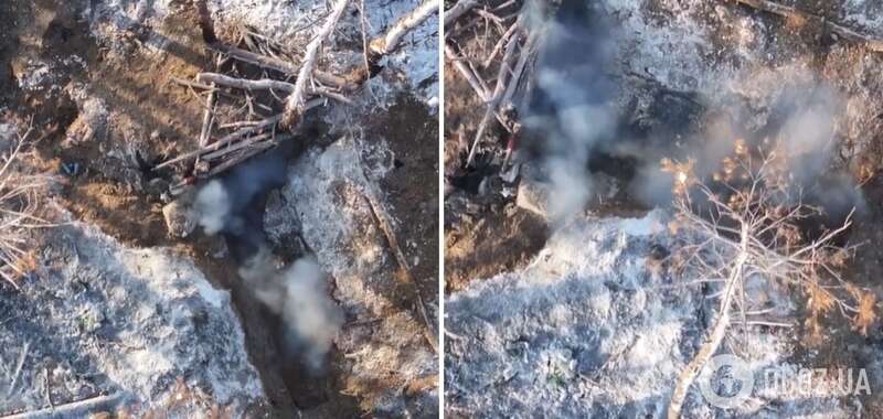 Подбросили подарочки: защитники Украины из беспилотинка ликвидировали оккупантов в окопе. Видео