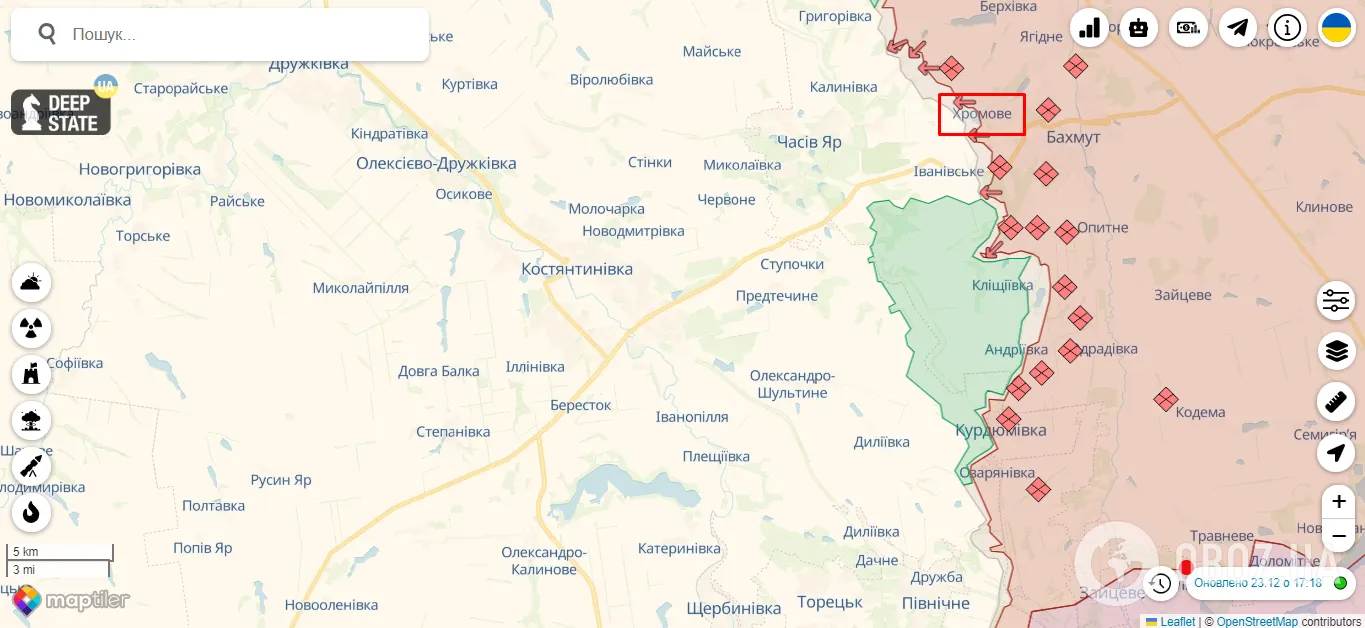 Хромове селище на карті.