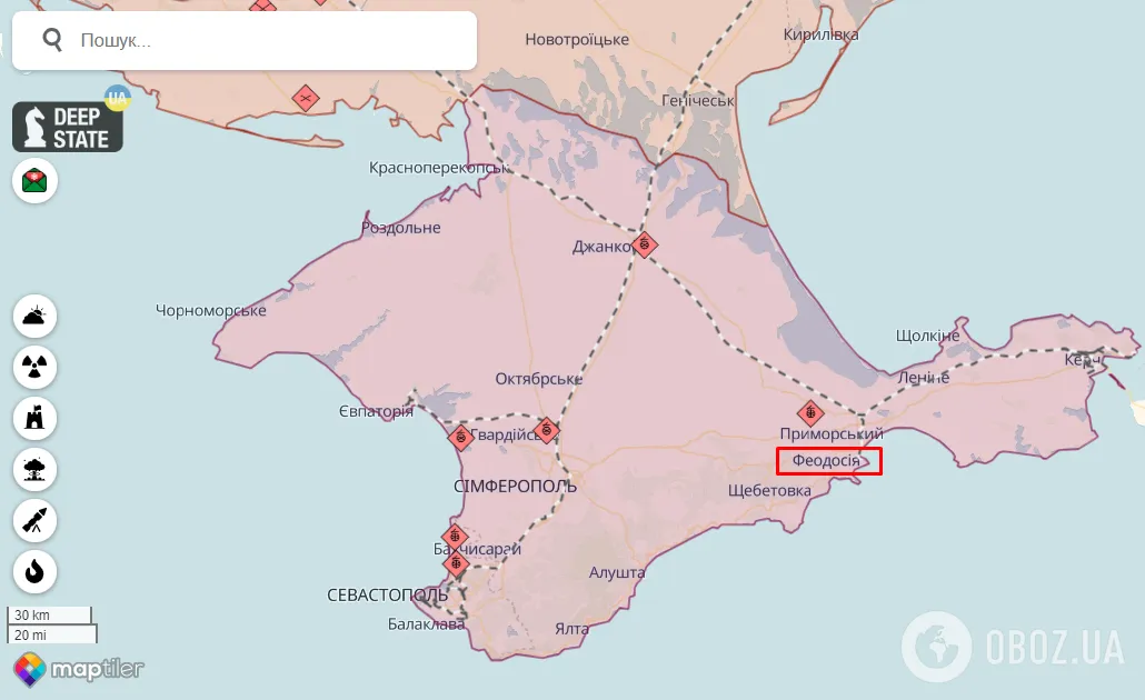 Феодосія на карті