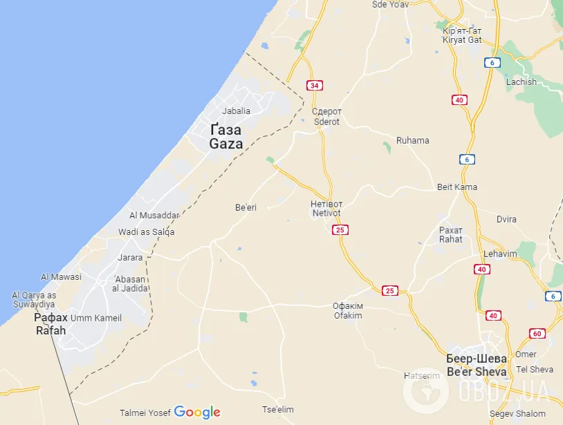 Сектор Газы на карте dqxikeidqxitkant