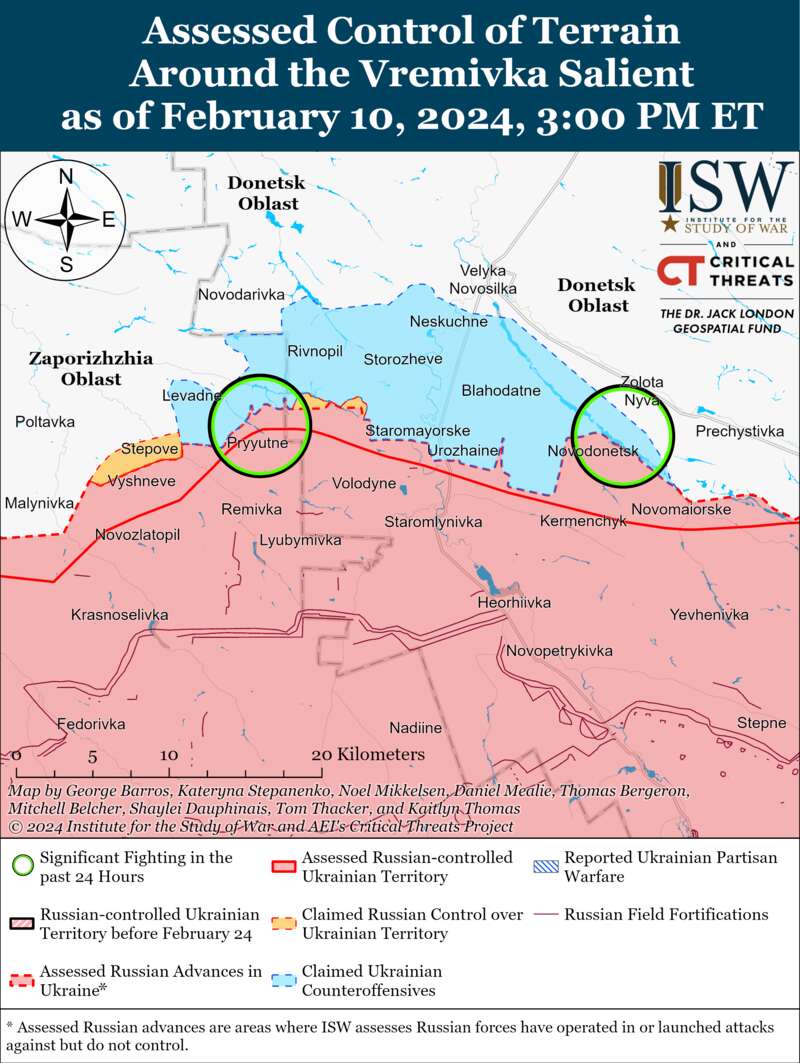 ЗСУ просунулися під Роботино, а окупанти наступають біля Кремінної та Авдіївки: карти ISW