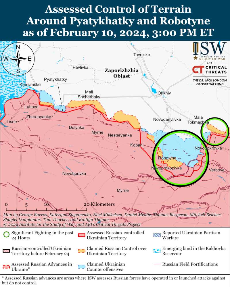 ЗСУ просунулися під Роботино, а окупанти наступають біля Кремінної та Авдіївки: карти ISW