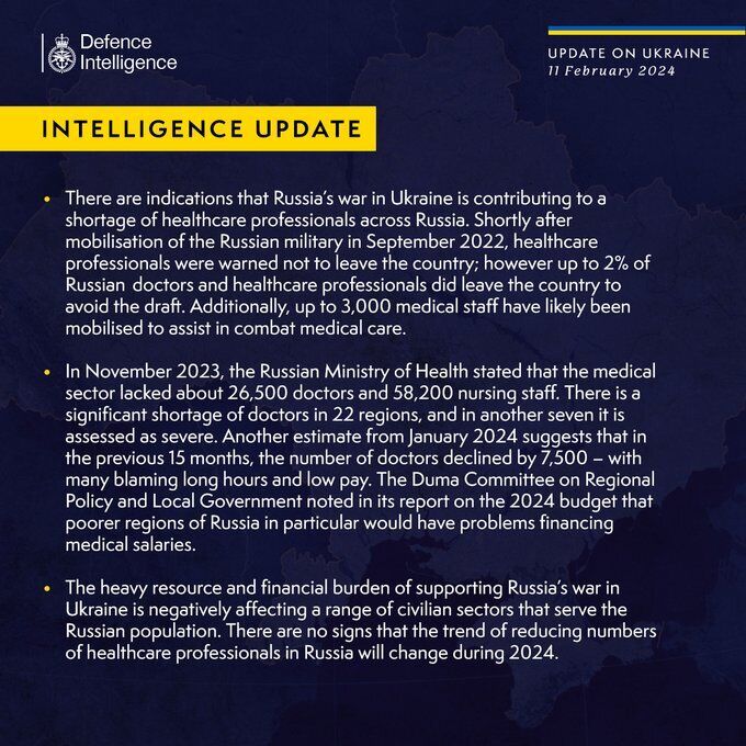 из-за войны в Украине Россия столкнулась с нехваткой медработников – британская разведка dqxikeidqxiqqeant