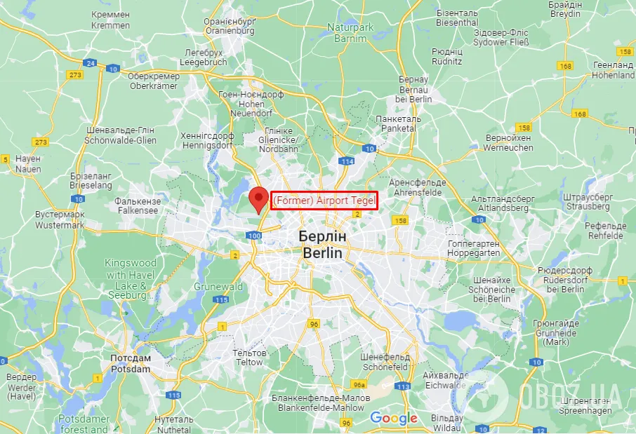 Аэропорт Тегель на карте