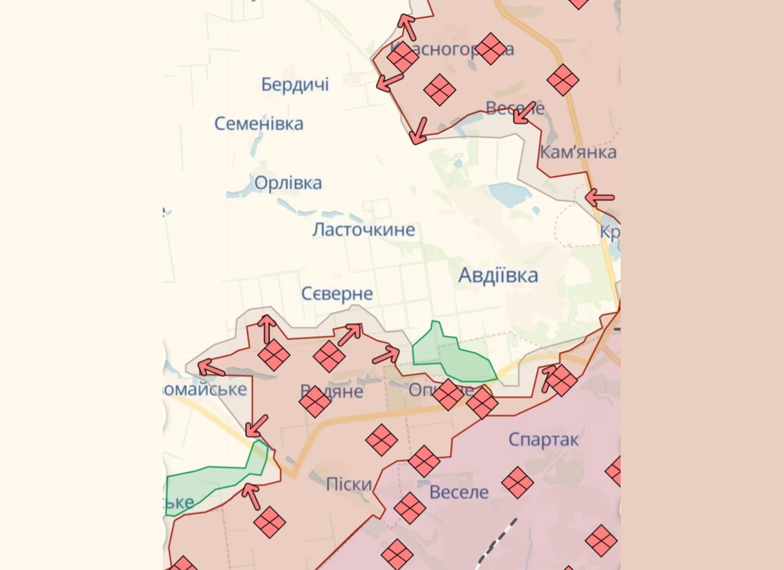 На карте DeepState можно было наблюдать за сжатием вражеского кольца вокруг оккупированной Авдеевки.